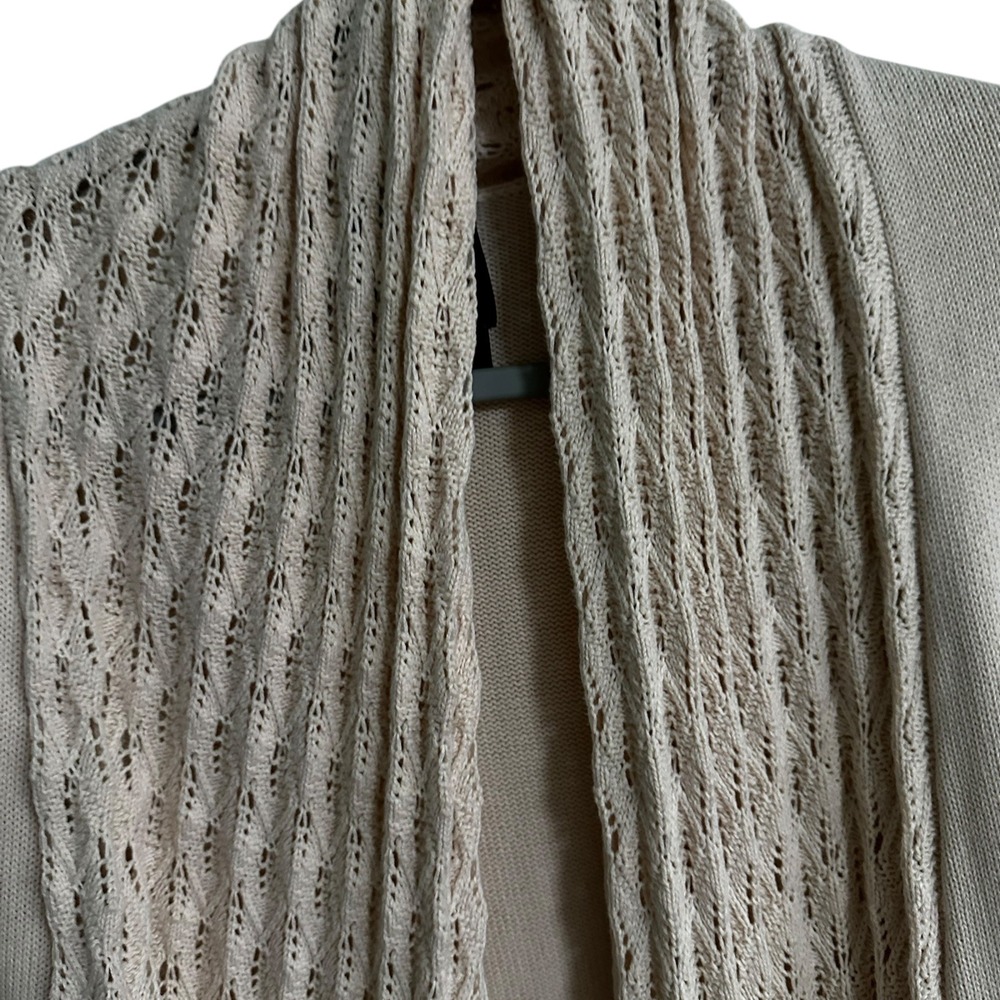 Bisou Bisou‎ Draped Open Knit Cardigan Sweater Lightweight Beige S